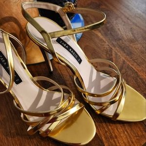 Zara gold strappy sandals.